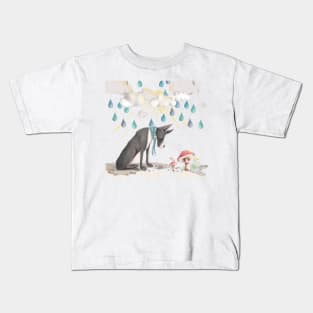 Baby room art with great dane and mouse Kids T-Shirt